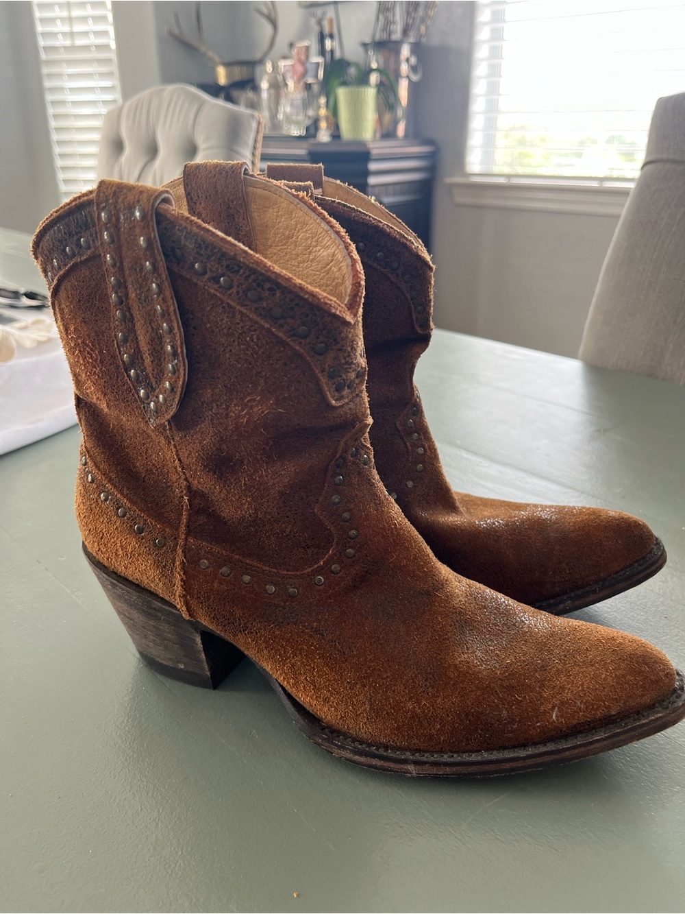 Idyllwind Miranda Lambert Brown Suede Western Studded Ankle Boots